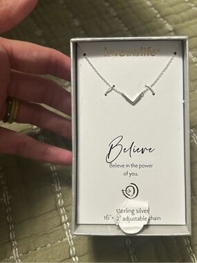 Love This Life "Believe" Sterling Silver Chevron Pendant Necklace NEW Kohls